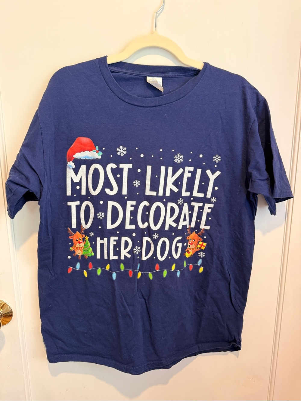 Port and Company Navy Blue "Most Likely to Decorate Her Dog" Holiday Tee